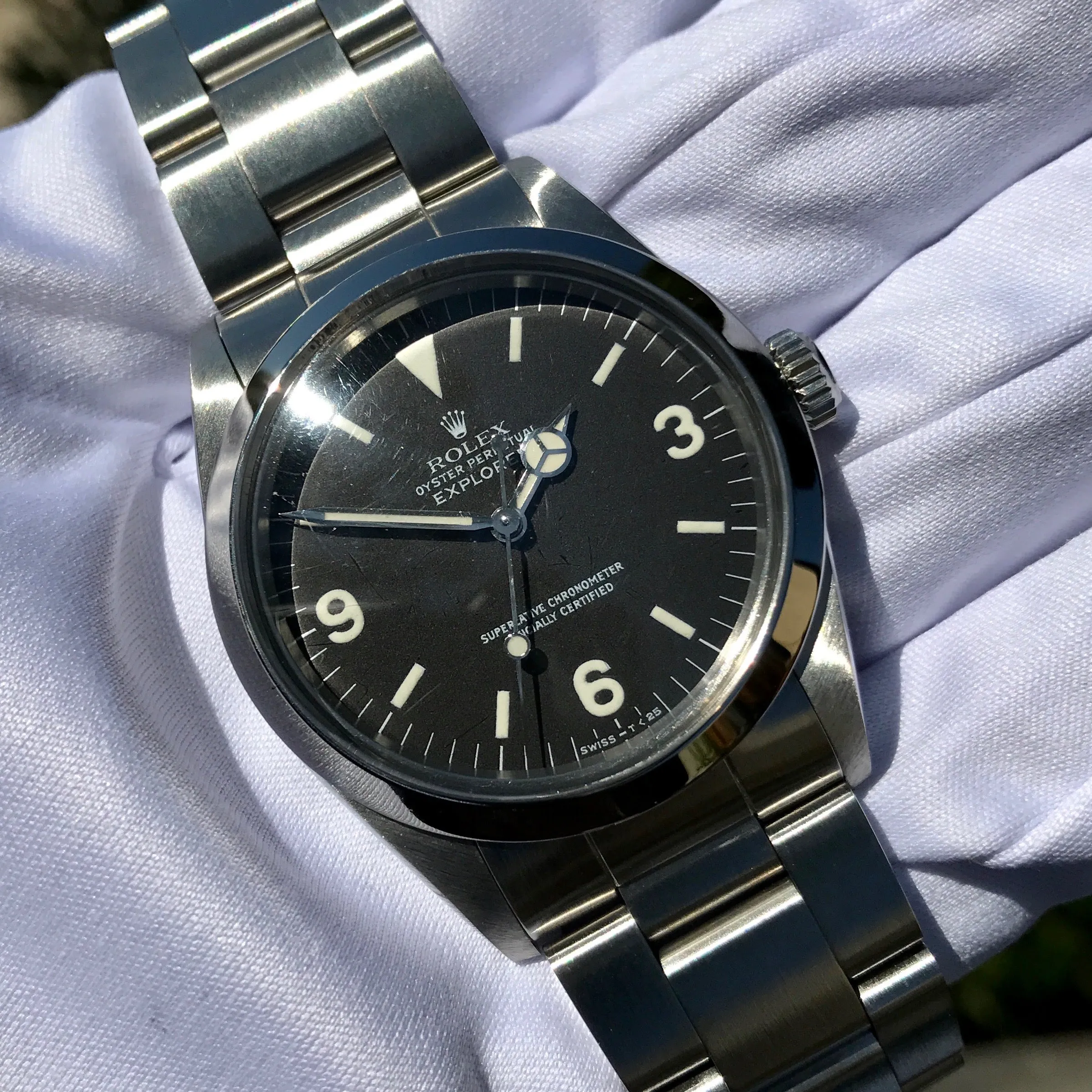 1987 Rolex Explorer 1016 R Serial Stainless Steel Caliber 1570 Automatic Wristwatch