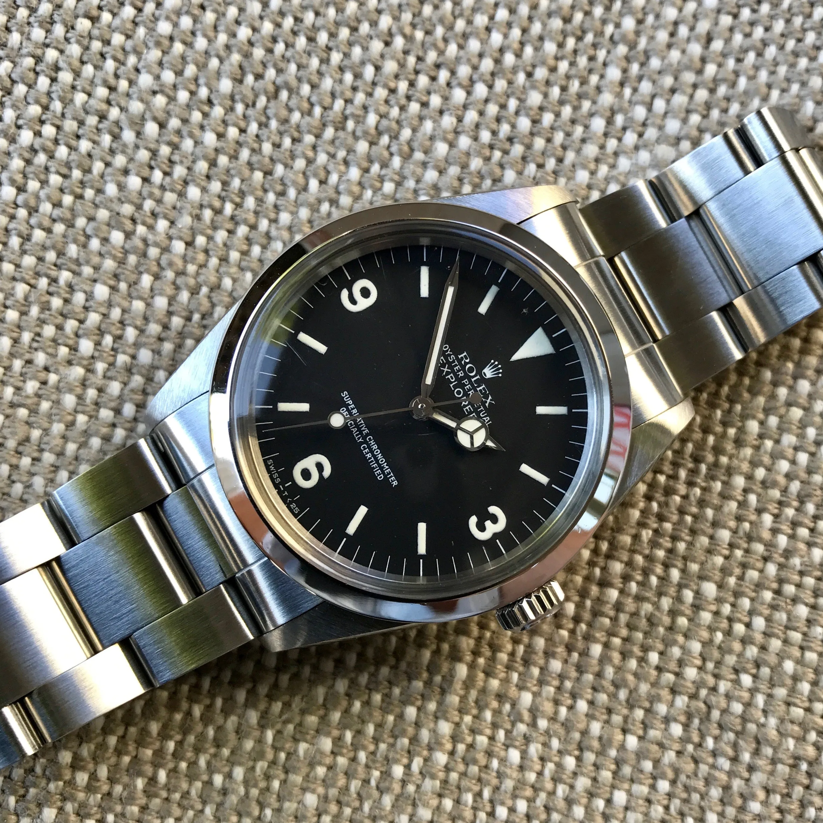 1987 Rolex Explorer 1016 R Serial Stainless Steel Caliber 1570 Automatic Wristwatch