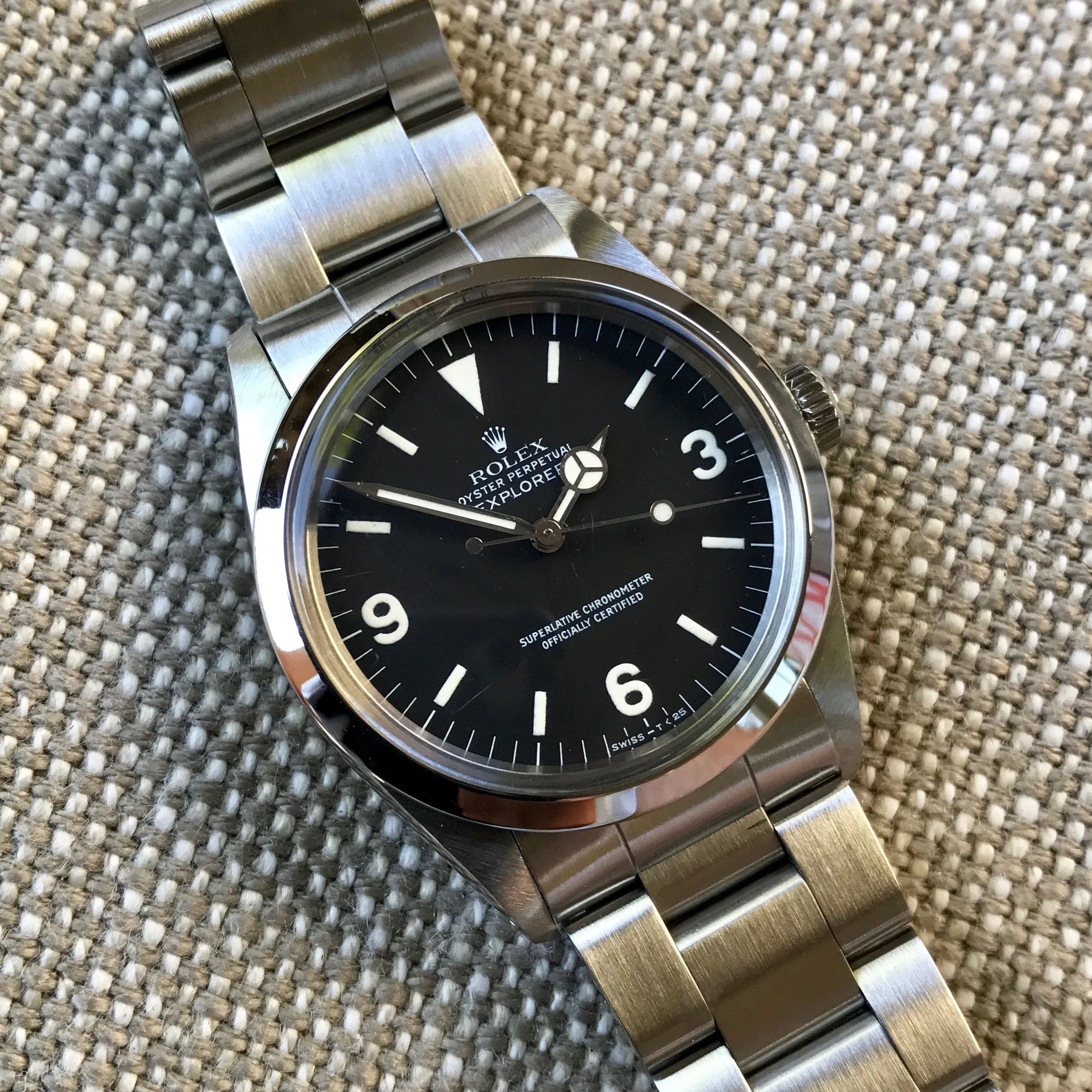 1987 Rolex Explorer 1016 R Serial Stainless Steel Caliber 1570 Automatic Wristwatch