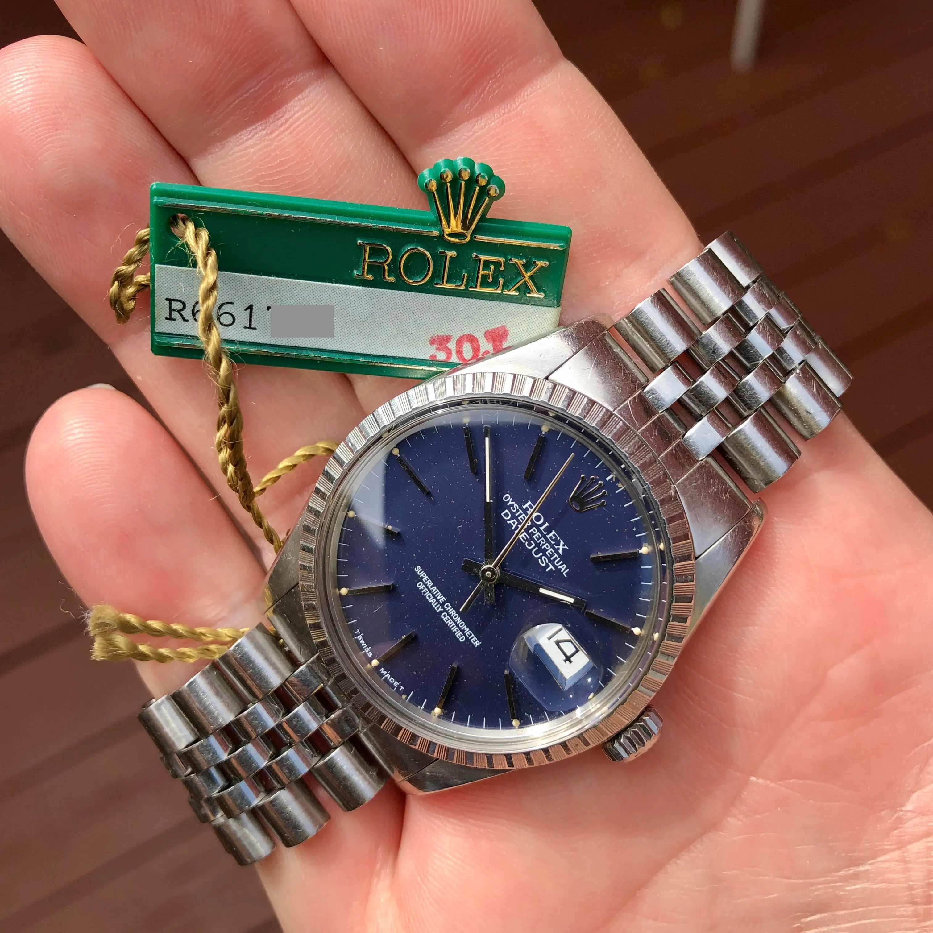 1987 Vintage Rolex Datejust 16030 Steel Tropical Violet Engine Turned Automatic Wristwatch