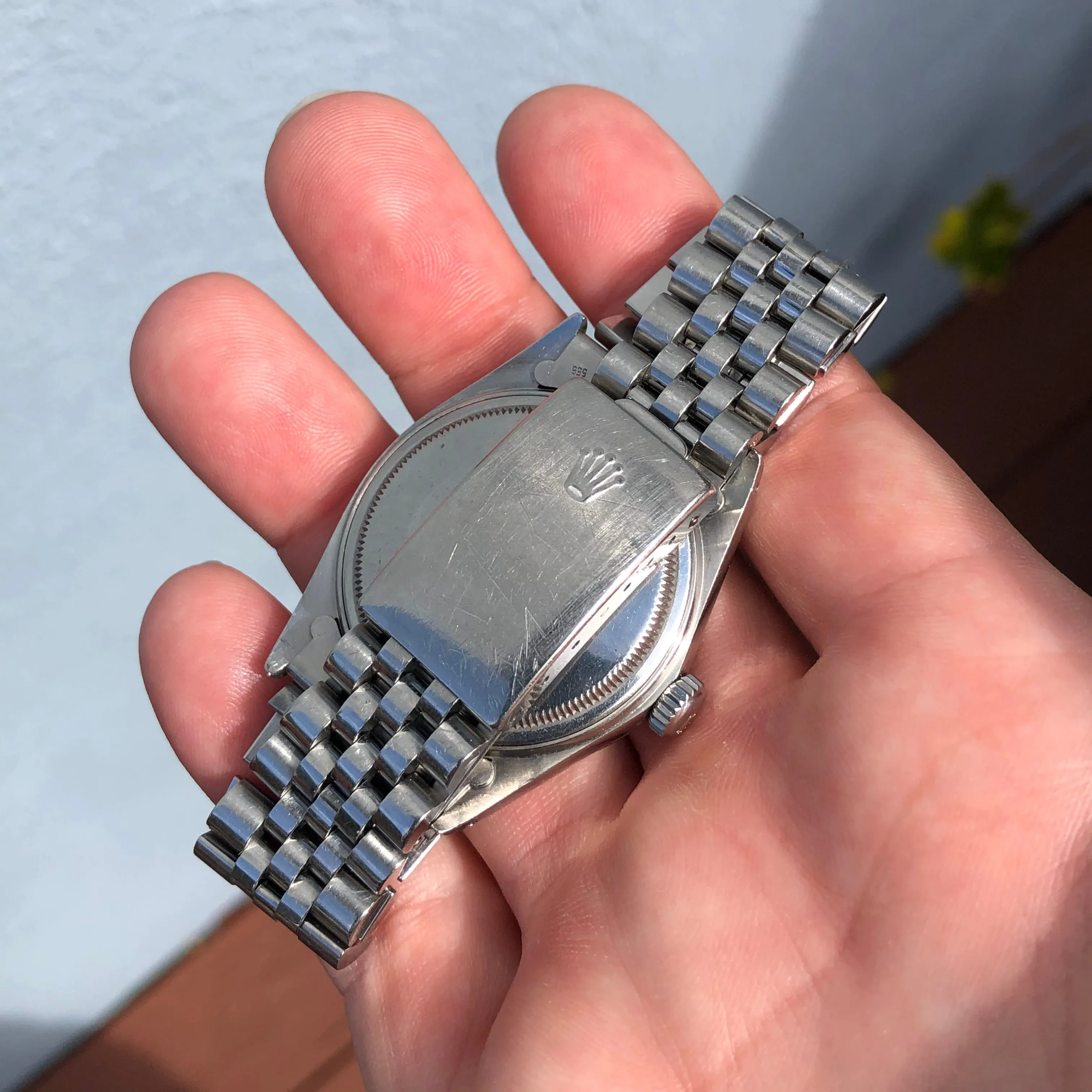 1987 Vintage Rolex Datejust 16030 Steel Tropical Violet Engine Turned Automatic Wristwatch