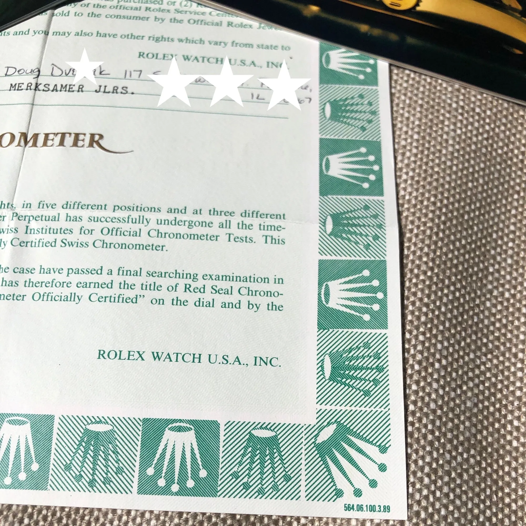 1989 Rolex Submariner Date 16610 Stainless Steel Wristwatch Box Papers Circa Unpolished