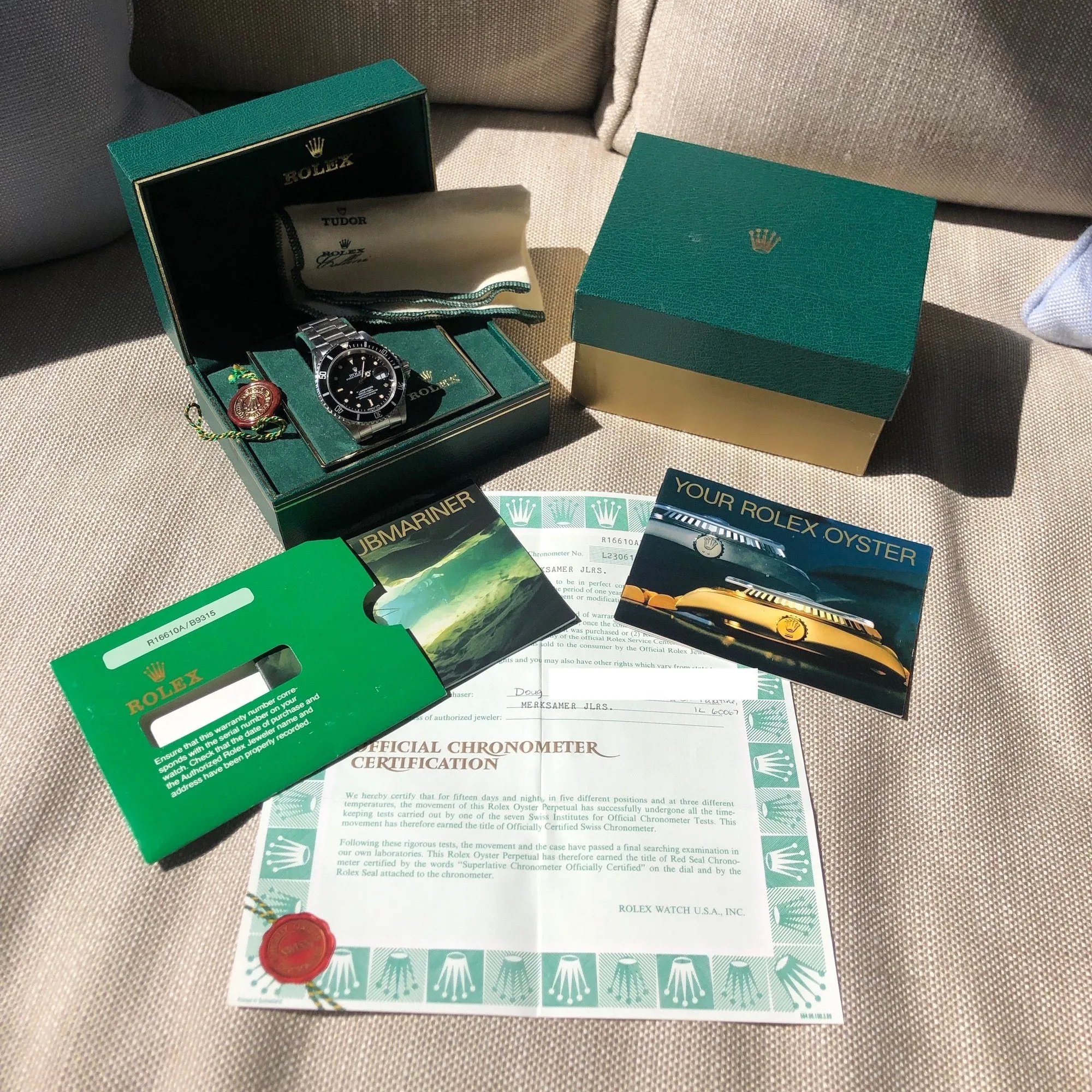 1989 Rolex Submariner Date 16610 Stainless Steel Wristwatch Box Papers Circa Unpolished