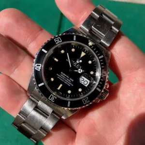 1989 Rolex Submariner Date 16610 Stainless Steel Wristwatch Box Papers Circa Unpolished