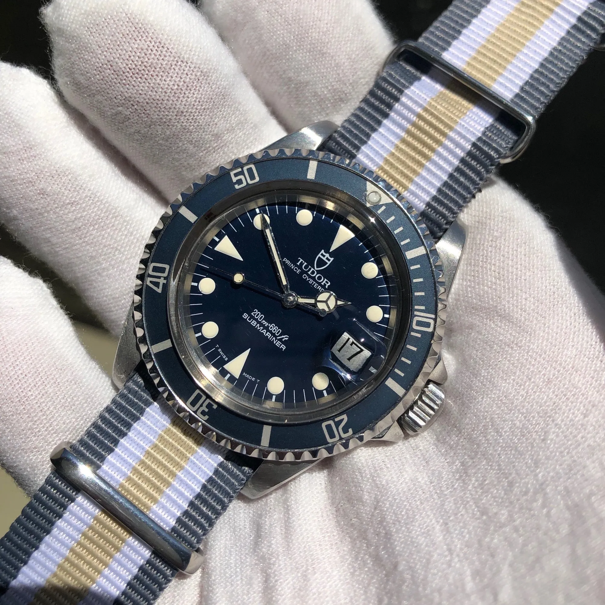 1993 Tudor Submariner 79090 Blue Oysterdate Prince Stainless Steel Wristwatch