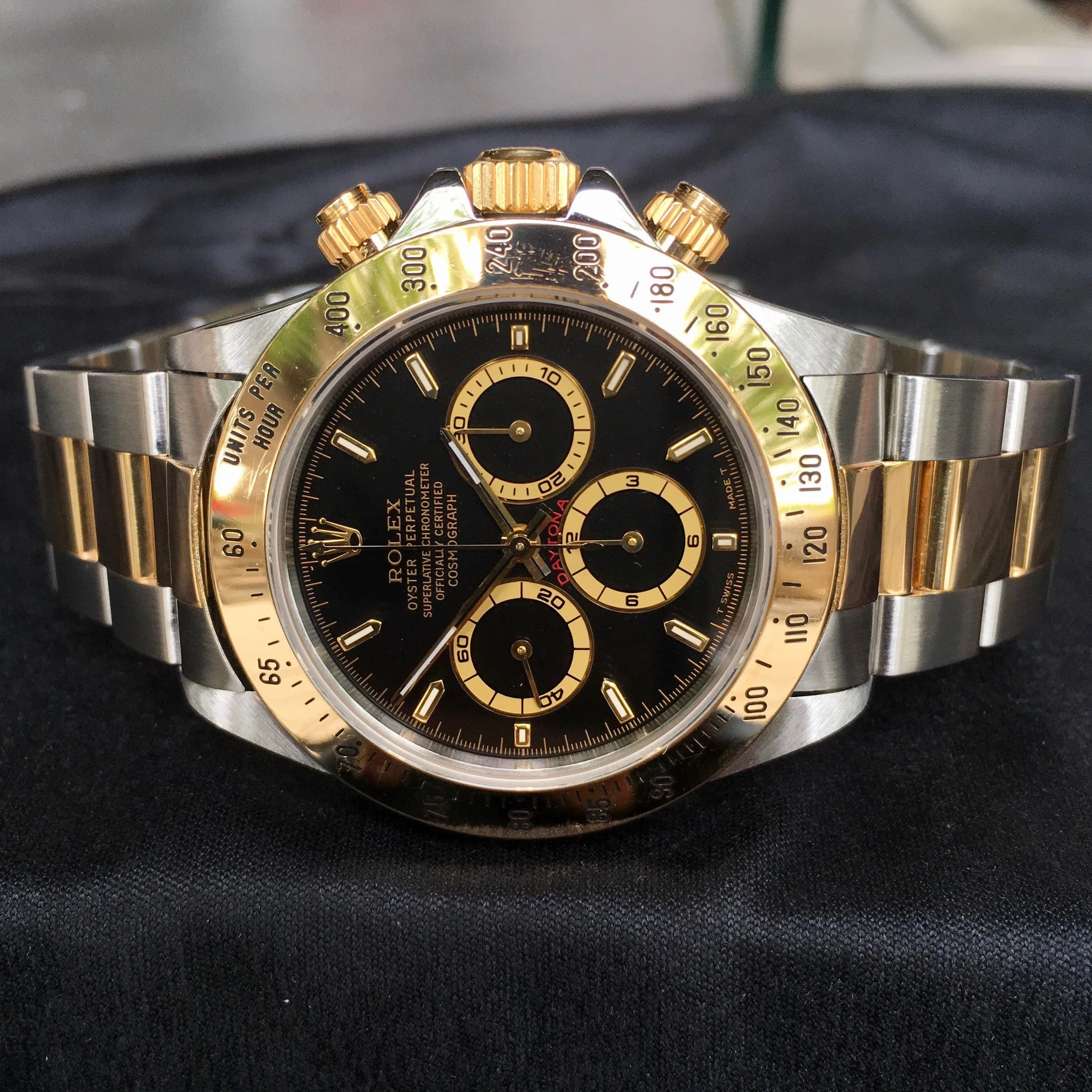 1995 Rolex Daytona 16523 Zenith Black Two Tone Steel & Gold "T" Serial