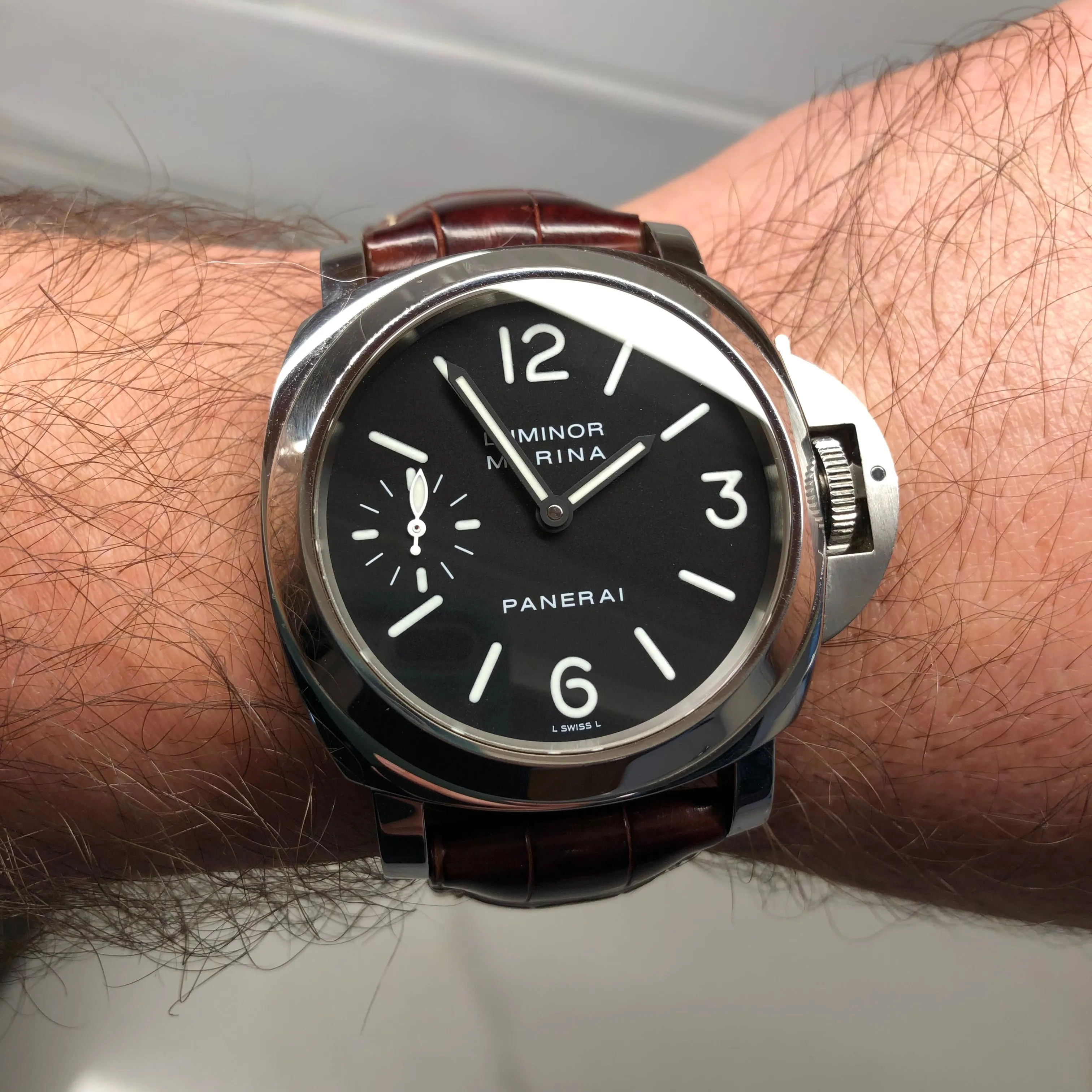 2004 Panerai Luminor Marina PAM 111 Stainless Steel 44mm Wristwatch with Box and Papers