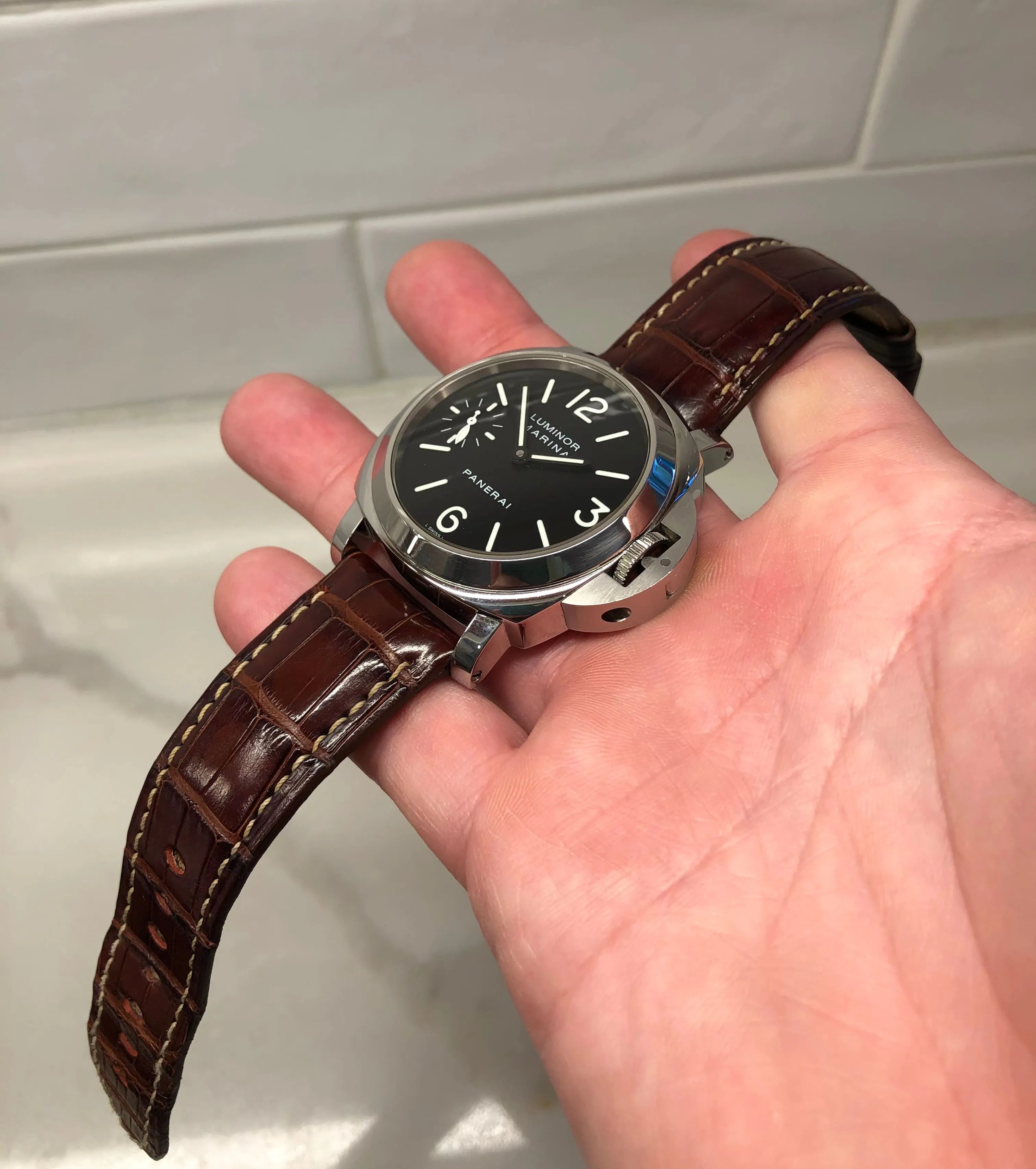 2004 Panerai Luminor Marina PAM 111 Stainless Steel 44mm Wristwatch with Box and Papers