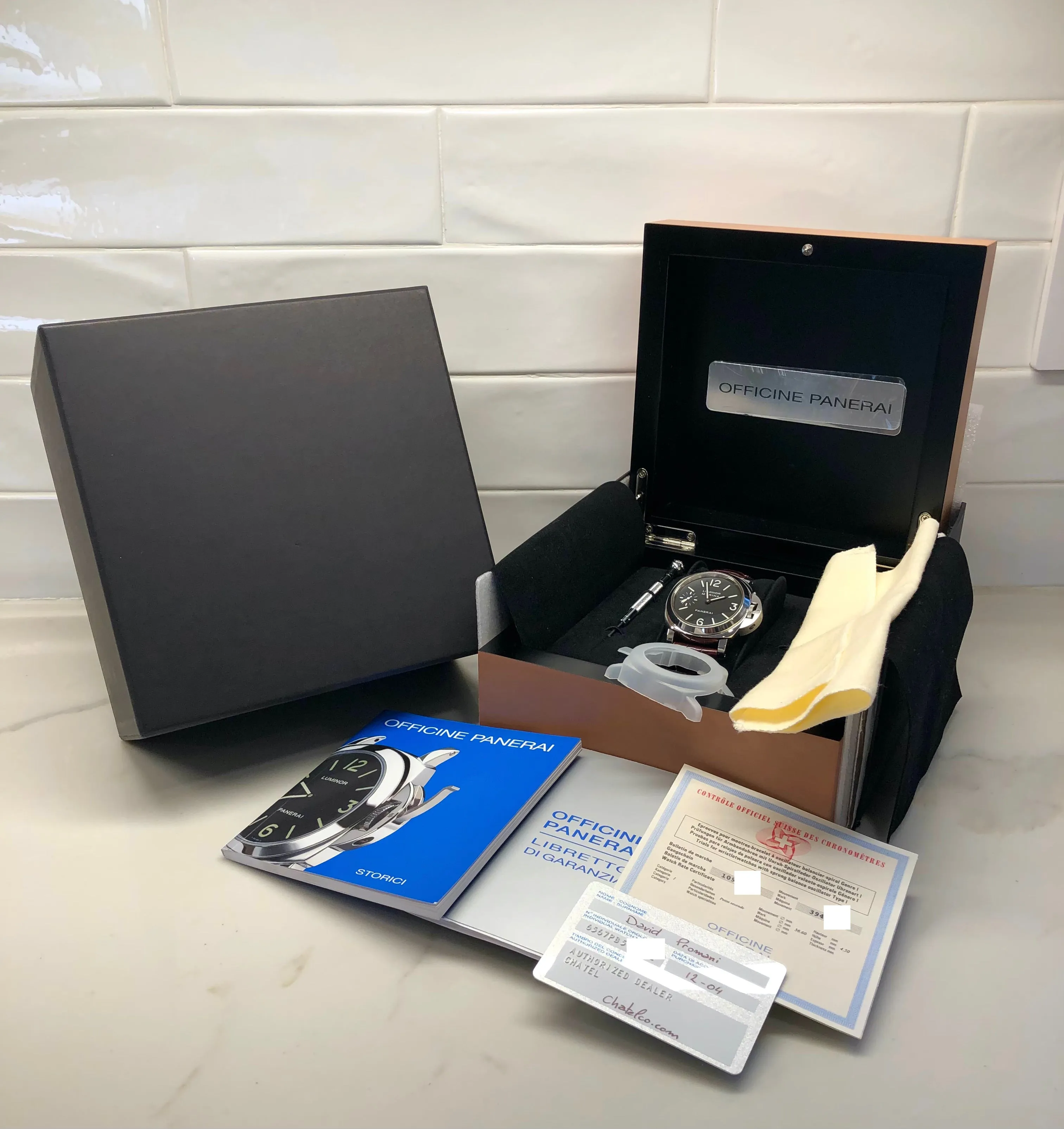 2004 Panerai Luminor Marina PAM 111 Stainless Steel 44mm Wristwatch with Box and Papers