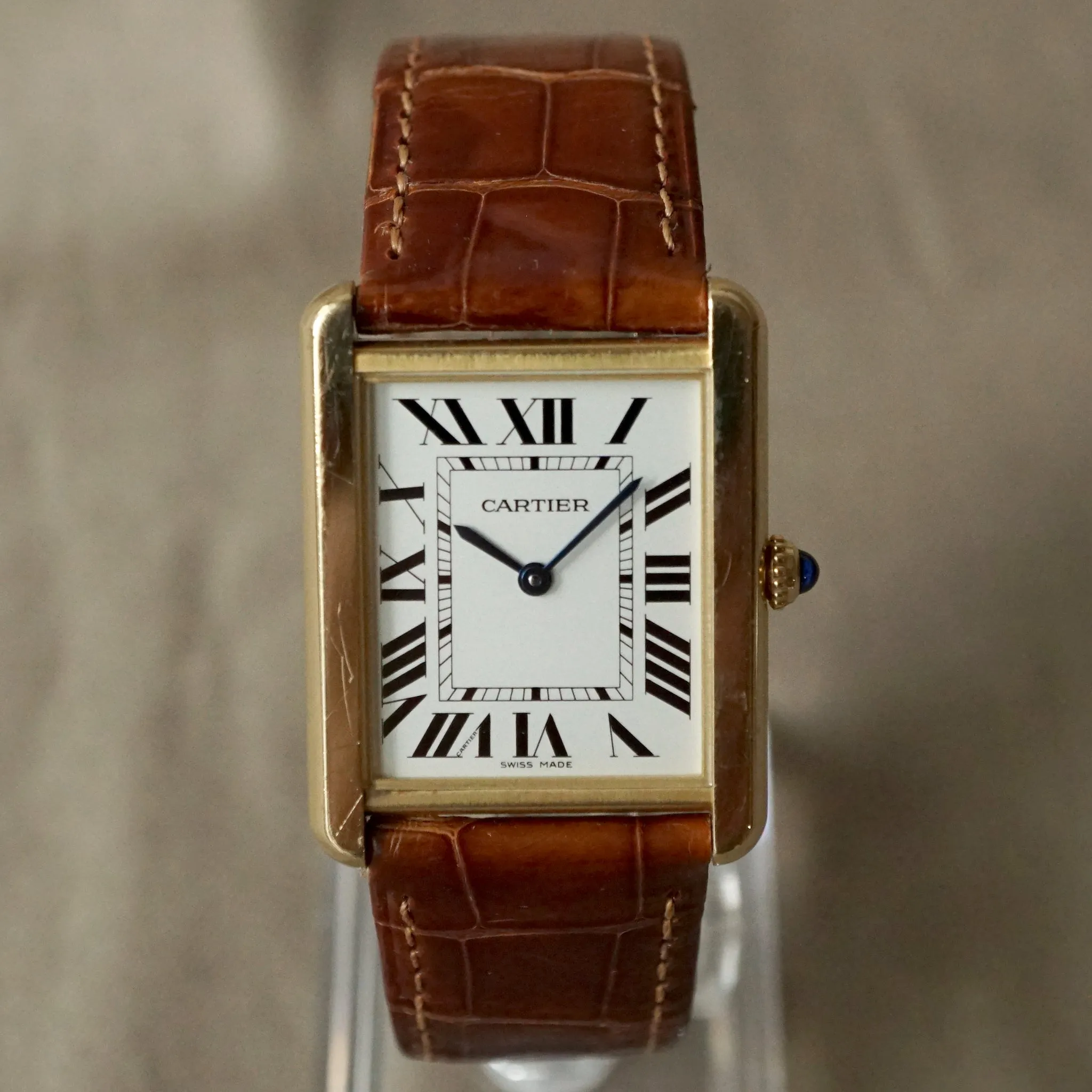 2013 CARTIER TANK SOLO MEN'S LARGE 18K YELLOW GOLD / STEEL BACK
