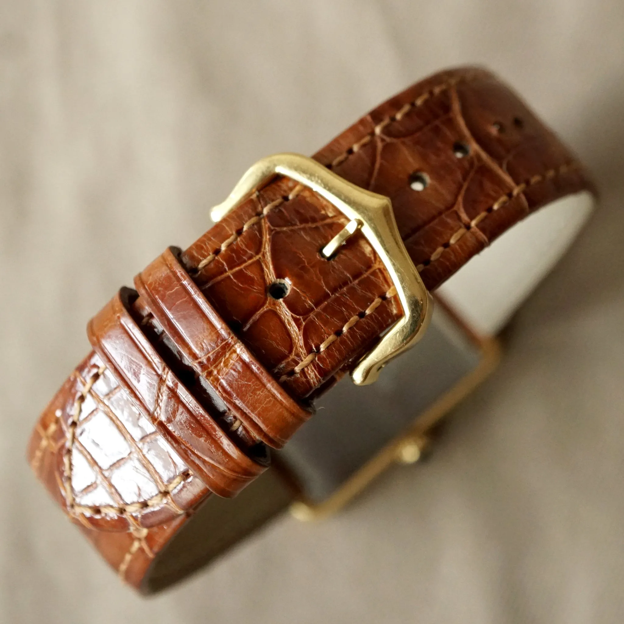 2013 CARTIER TANK SOLO MEN'S LARGE 18K YELLOW GOLD / STEEL BACK