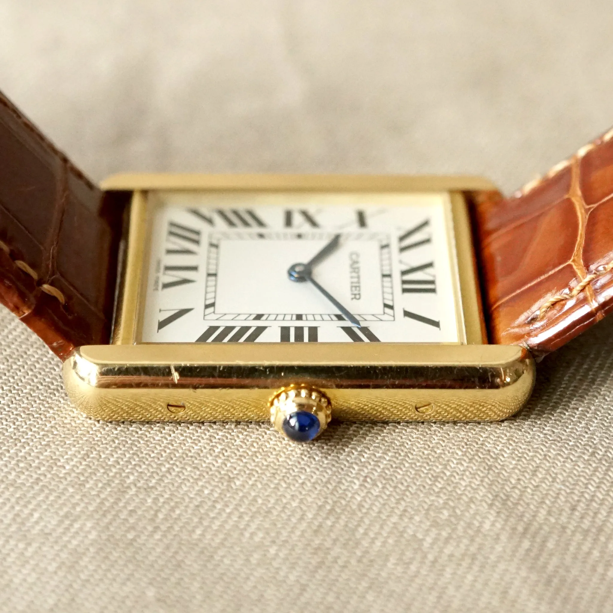 2013 CARTIER TANK SOLO MEN'S LARGE 18K YELLOW GOLD / STEEL BACK