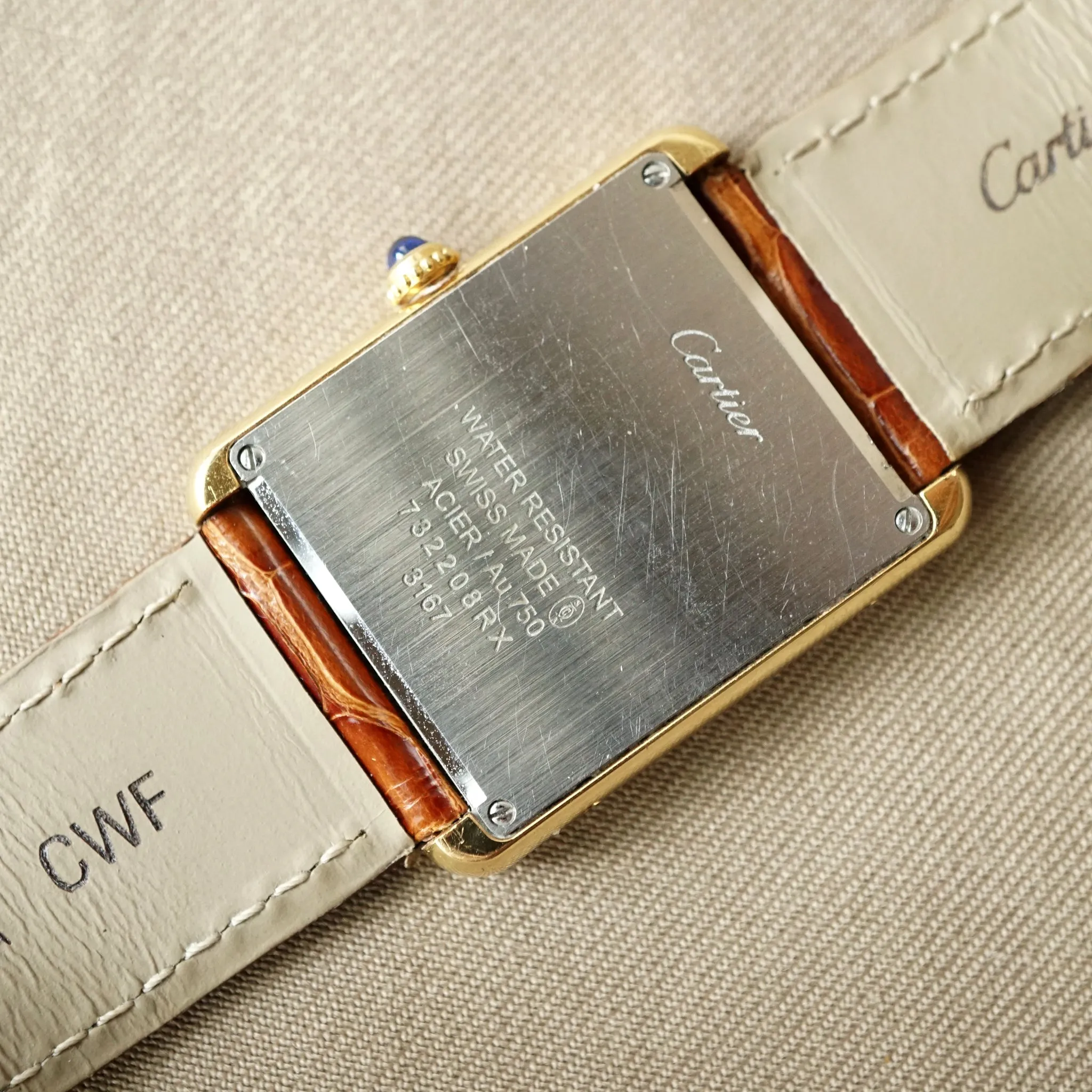 2013 CARTIER TANK SOLO MEN'S LARGE 18K YELLOW GOLD / STEEL BACK
