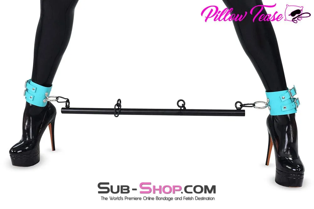 2490A      3" Diamond Blue Leather Ankle Bondage Cuffs