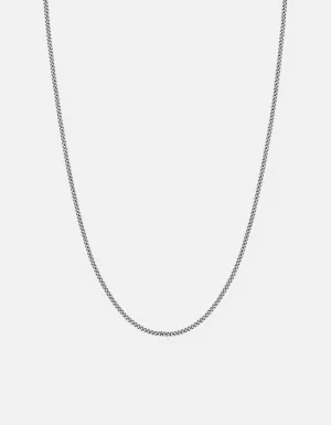 2mm Cuban Chain Necklace, Oxidized Silver