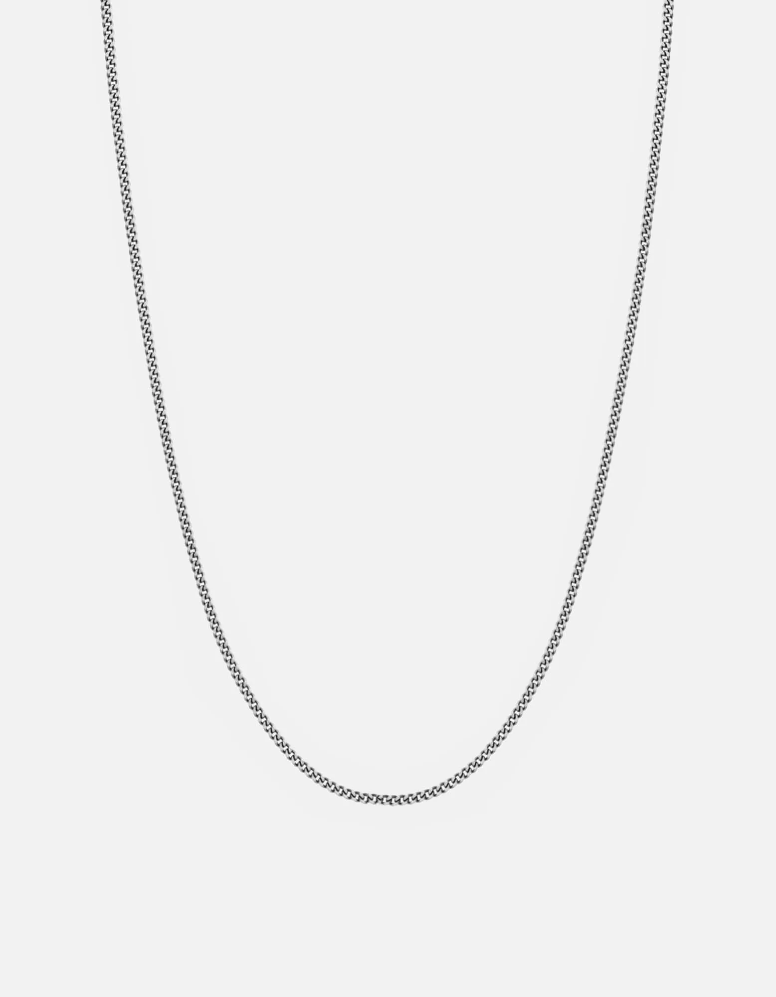 2mm Cuban Chain Necklace, Oxidized Silver