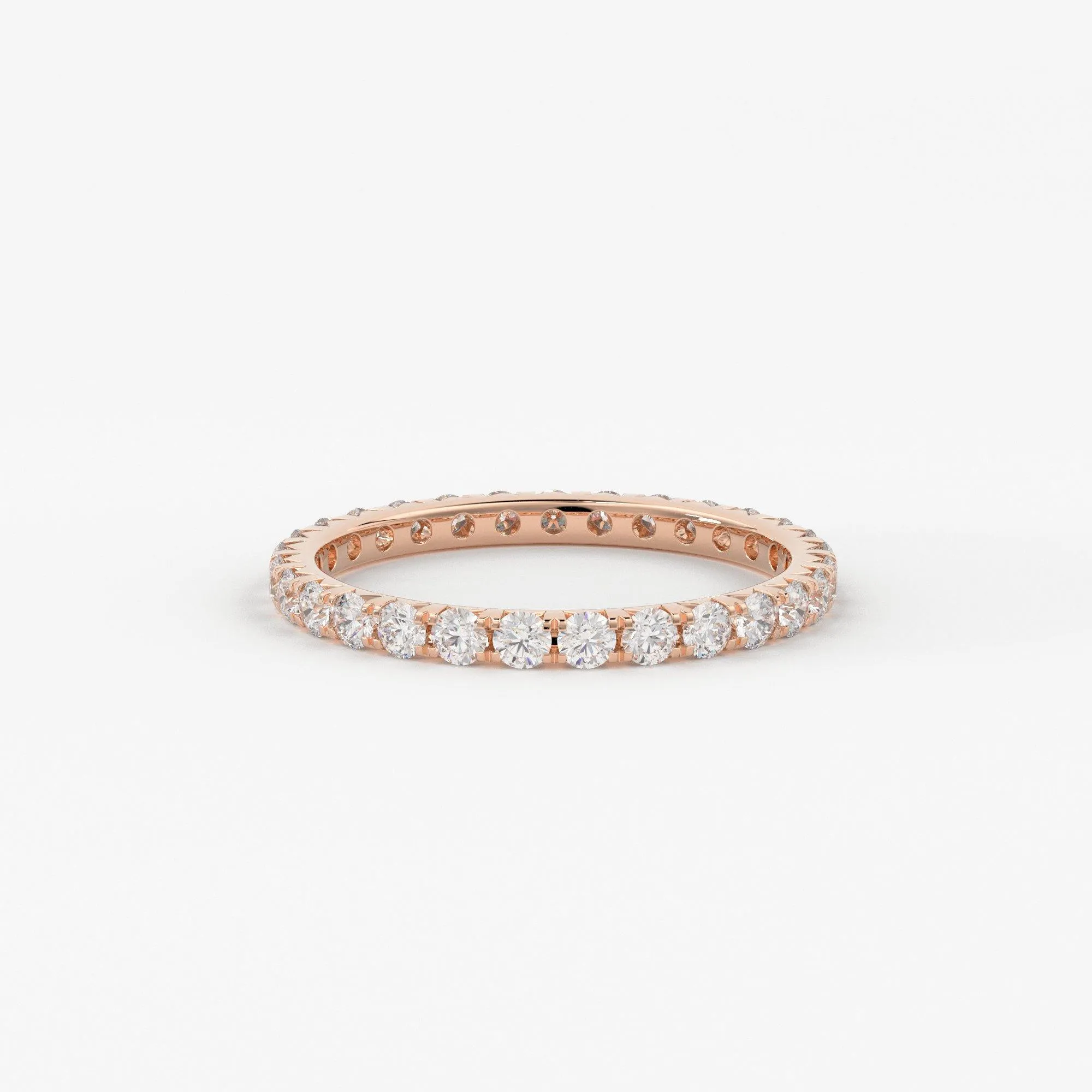 2mm Diamond Wedding Band / Diamond Eternity Ring / Solid Gold  Diamond Wedding Band / Full Eternity French Pave Diamond Band