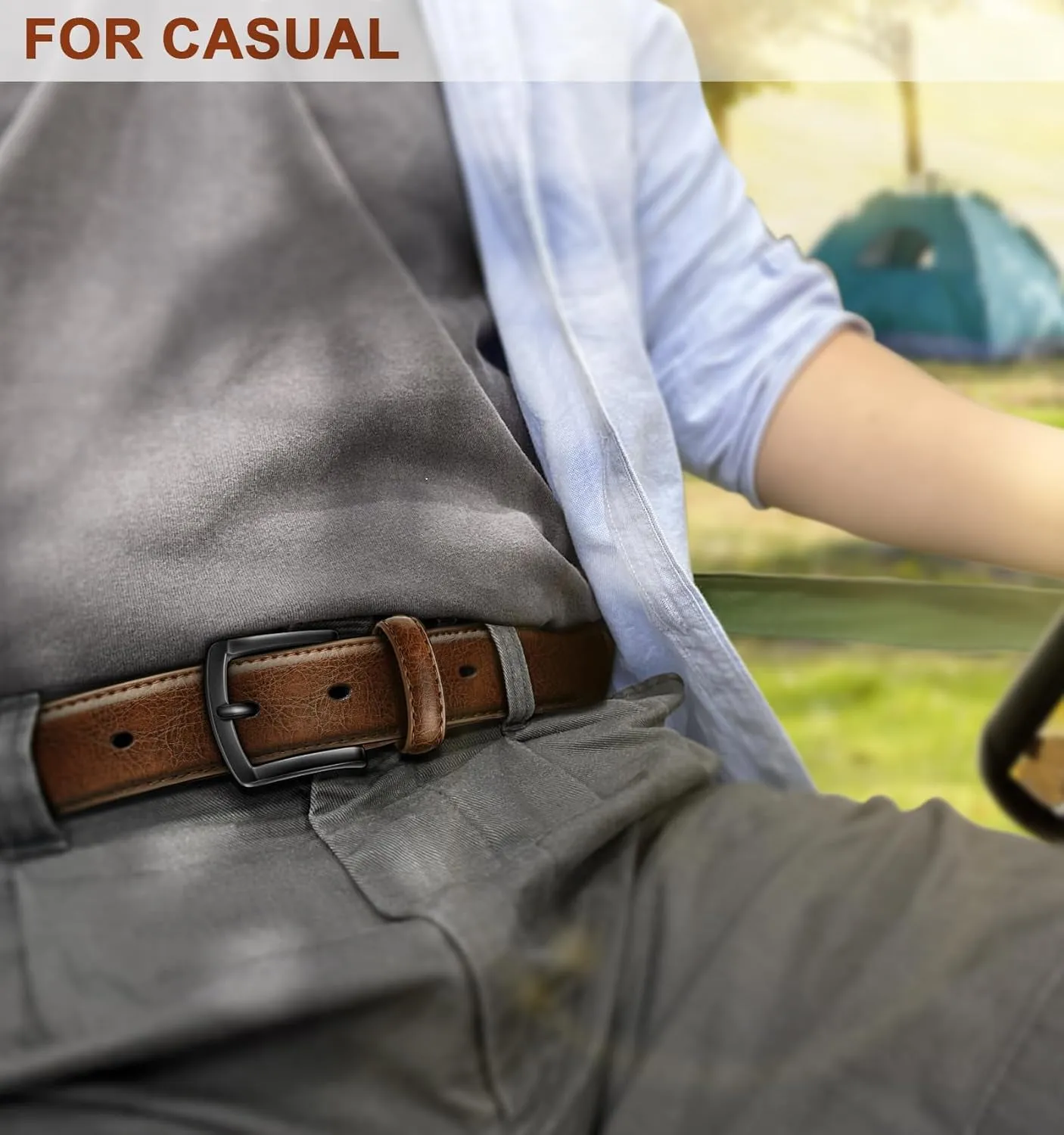 2Pack Mens Genuine Leather Belt for Dress Casual Jeans 1 3/8"