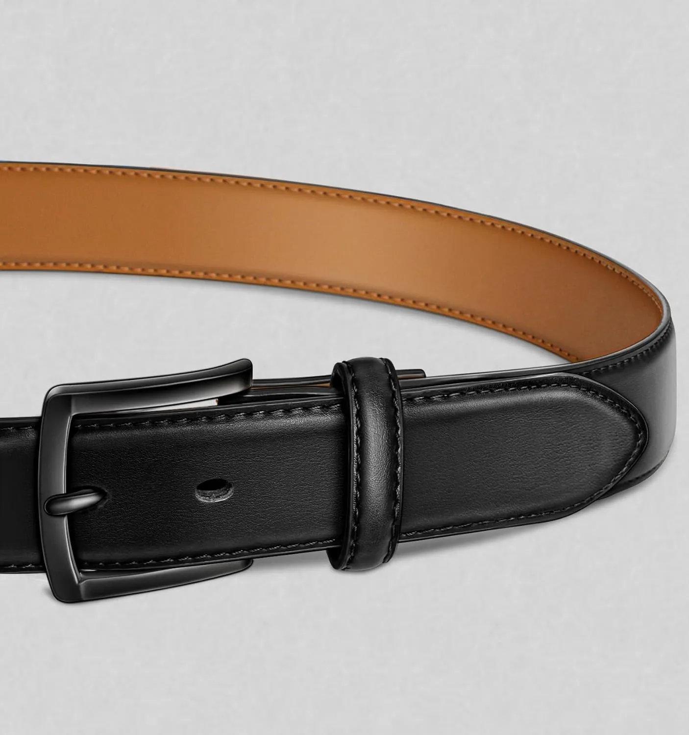 2Pack Mens Genuine Leather Belt for Dress Casual Jeans 1 3/8"