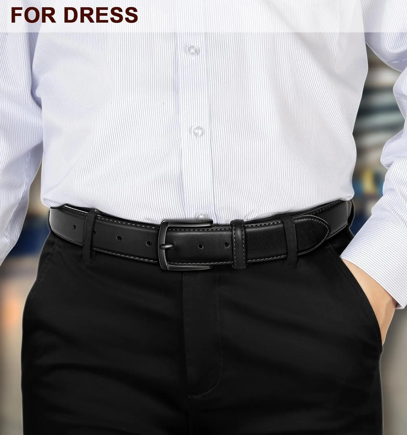 2Pack Mens Genuine Leather Belt for Dress Casual Jeans 1 3/8"