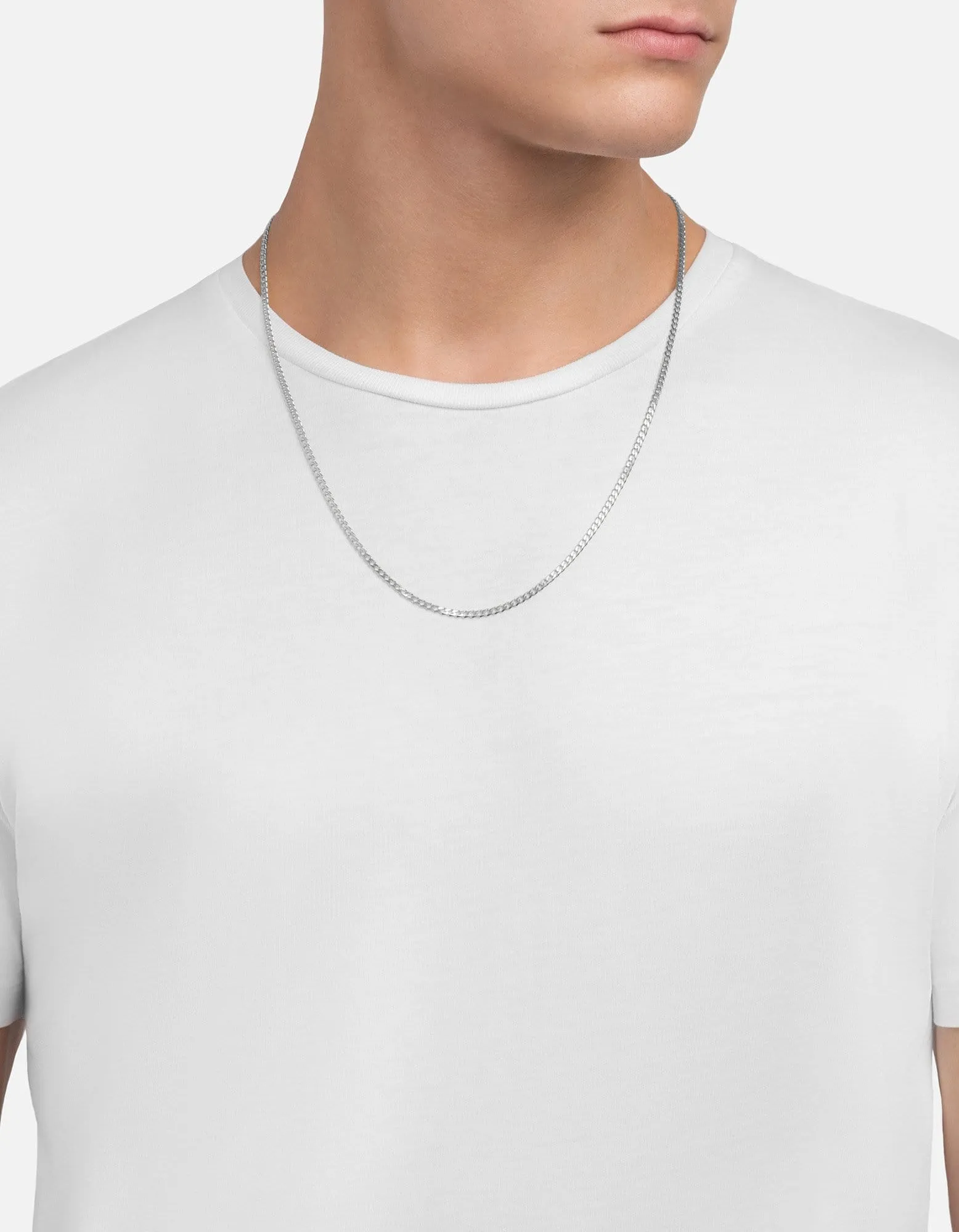 3mm Cuban Chain Necklace, Sterling Silver