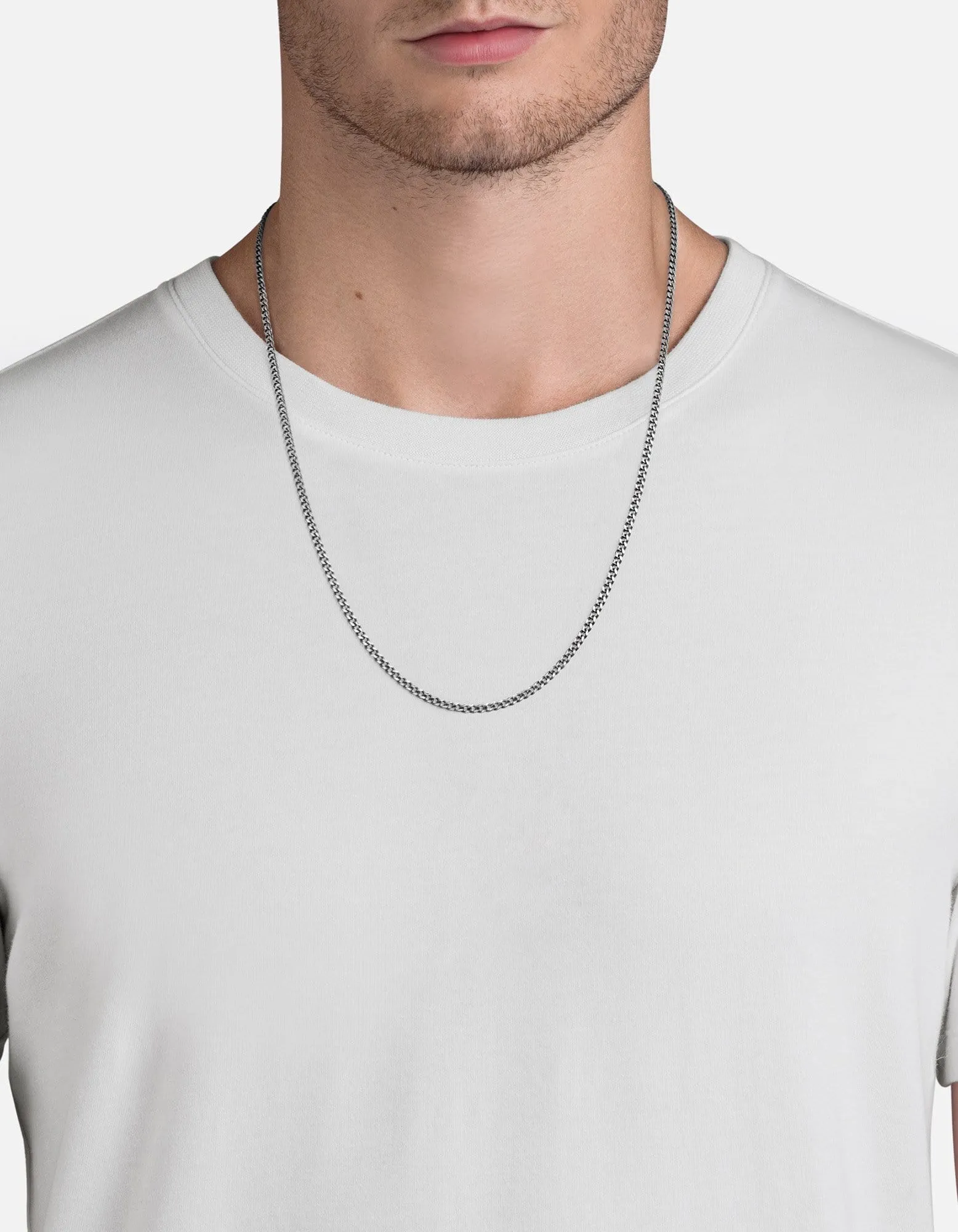 3mm Cuban Chain Necklace, Sterling Silver