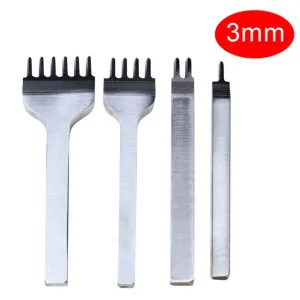 4 Pcs/Set Leather Craft Tools Stainless Steel 1 2 3 6 Hole Chisel Graving Stitching Punch Tools Kit 3mm/4mm/5mm/6mm for Sale