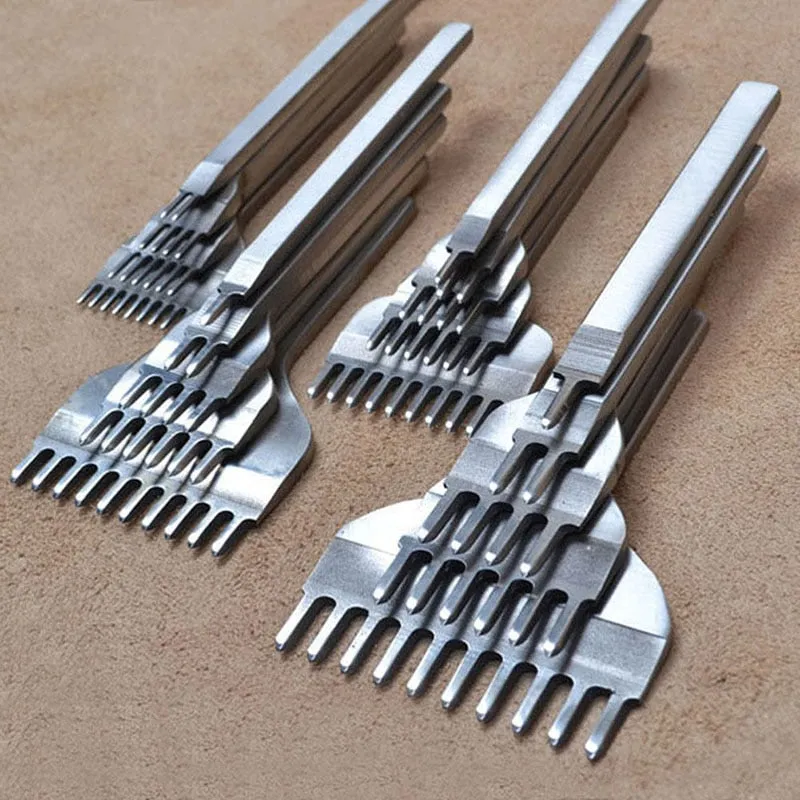 4 Pcs/Set Leather Craft Tools Stainless Steel 1 2 3 6 Hole Chisel Graving Stitching Punch Tools Kit 3mm/4mm/5mm/6mm for Sale
