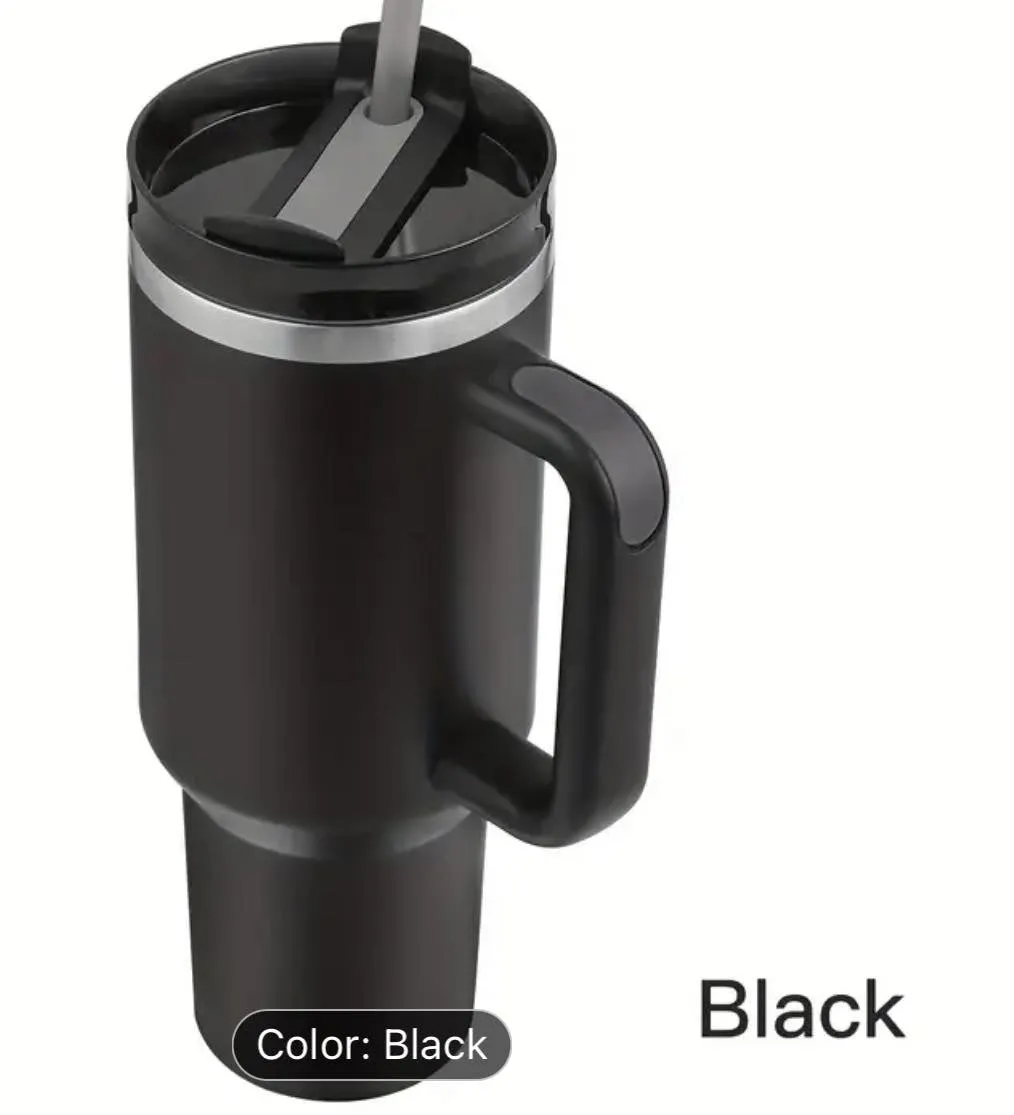 40 Ounce Stainless Tumbler with Handle - French Bulldog