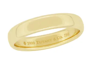 4.5mm Tiffany & Co Lucida Wedding Band 18K Yellow Gold Ring Size 8.75