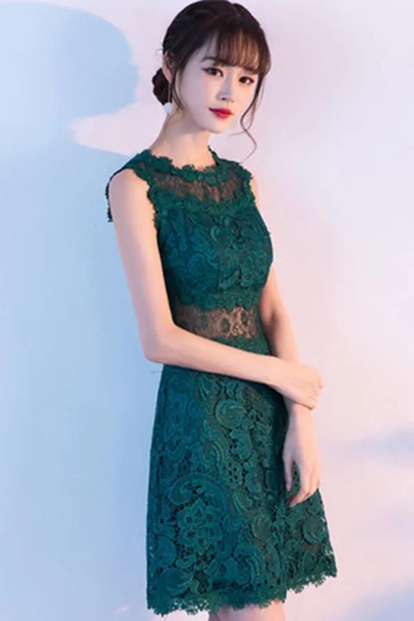 A-Line Sleeveless Lace Flower  Homecoming Dress With Appliques TR0215