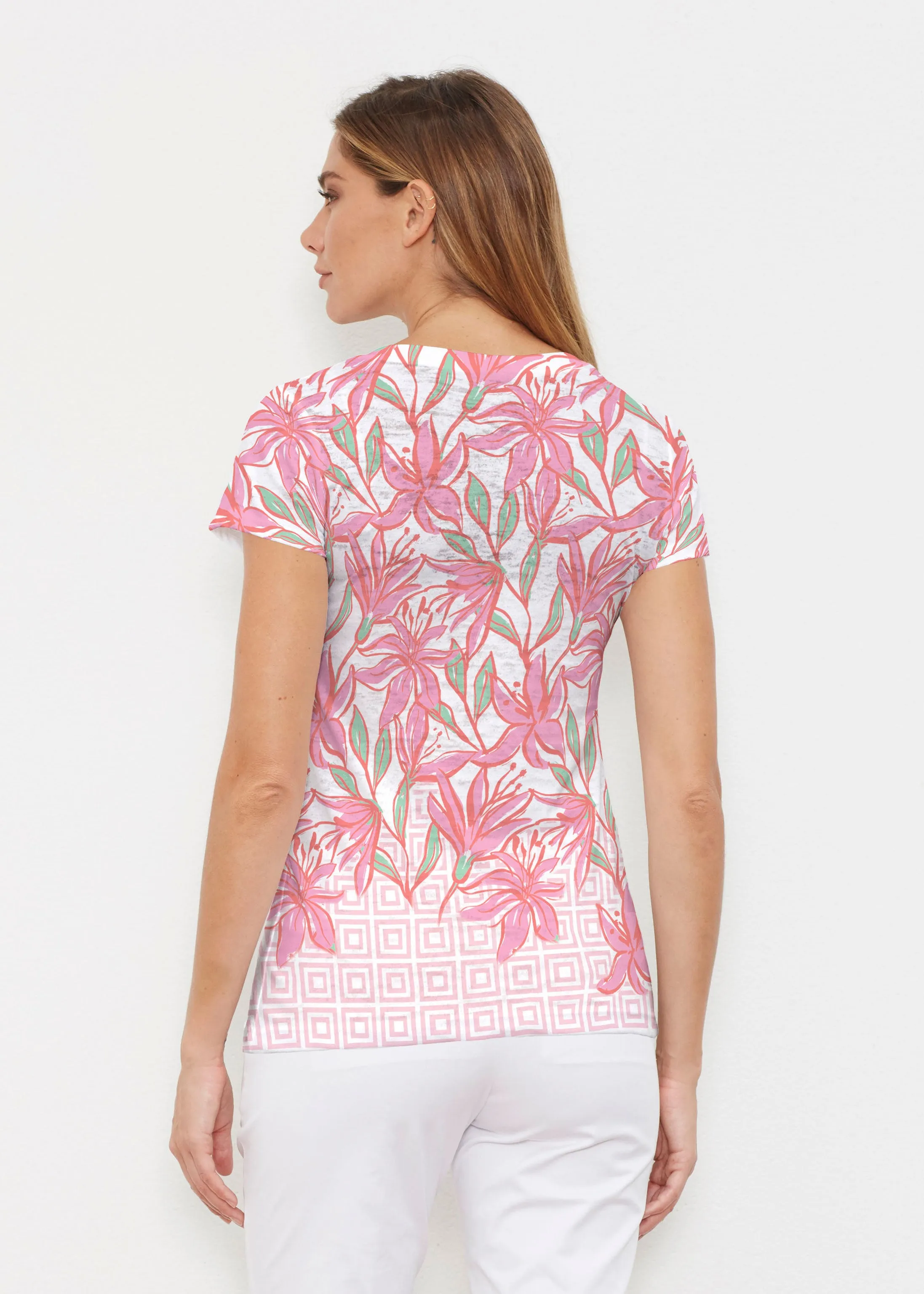 A lot of Lillies (8088) ~ Signature Cap Sleeve V-Neck Shirt