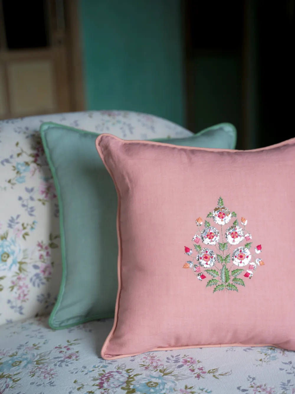 Aarti Sethia Studio  I   blush-bagh-cushion-cover-cotton