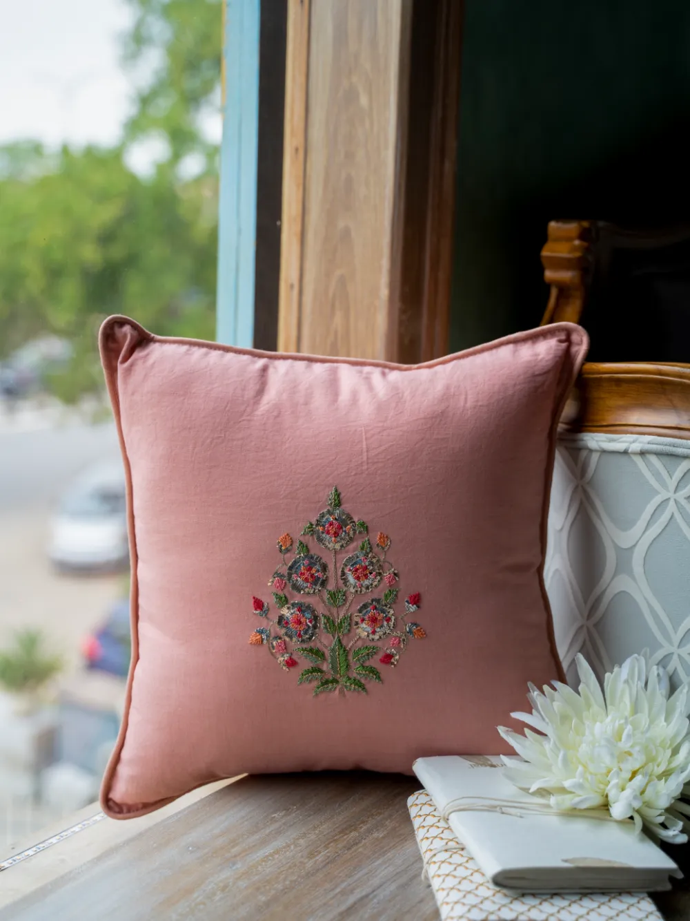 Aarti Sethia Studio  I   blush-bagh-cushion-cover-cotton