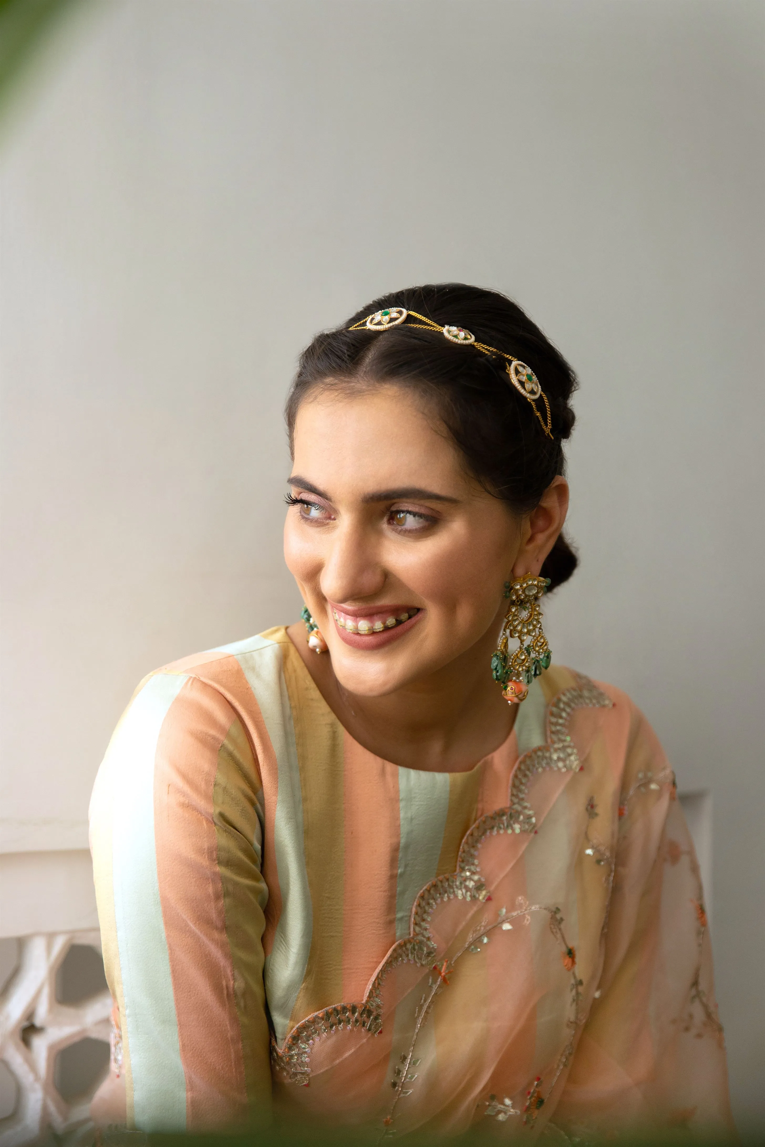 Aarti Sethia Studio    I    Peach Hand embroidered Jaal Saree Set
