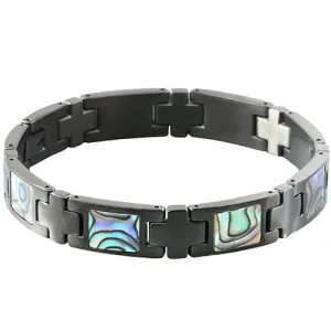 Abalone Inlay Bracelet Iron Plated Black