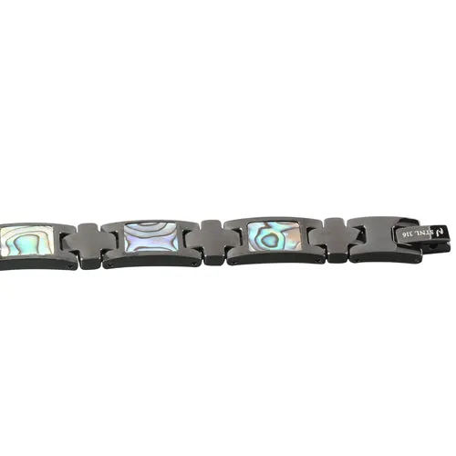 Abalone Inlay Bracelet Iron Plated Black
