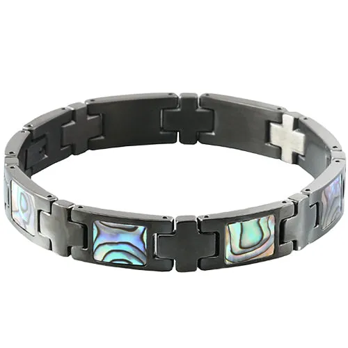 Abalone Inlay Bracelet Iron Plated Black