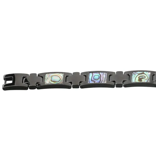 Abalone Inlay Bracelet Iron Plated Black