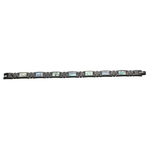 Abalone Inlay Bracelet Iron Plated Black