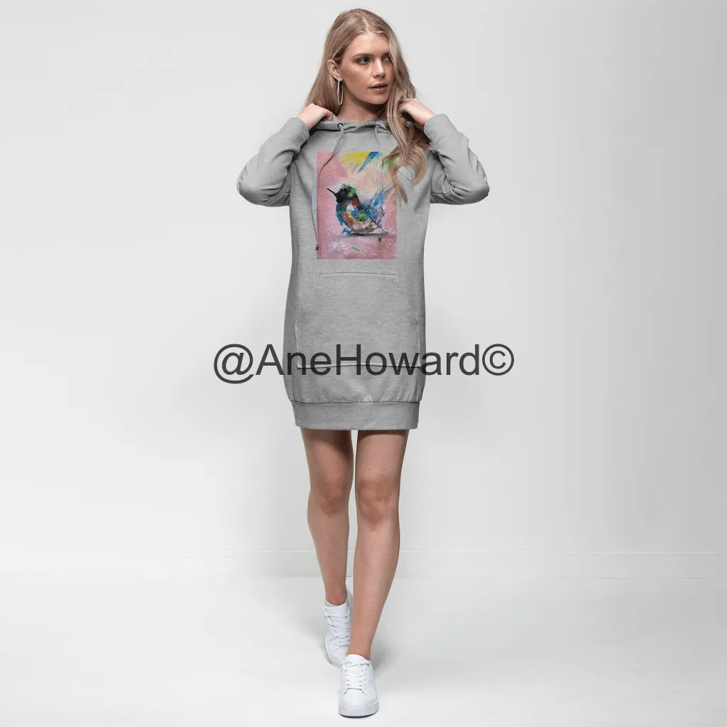 Abstract Bird Premium Cotton Hoodie Dress