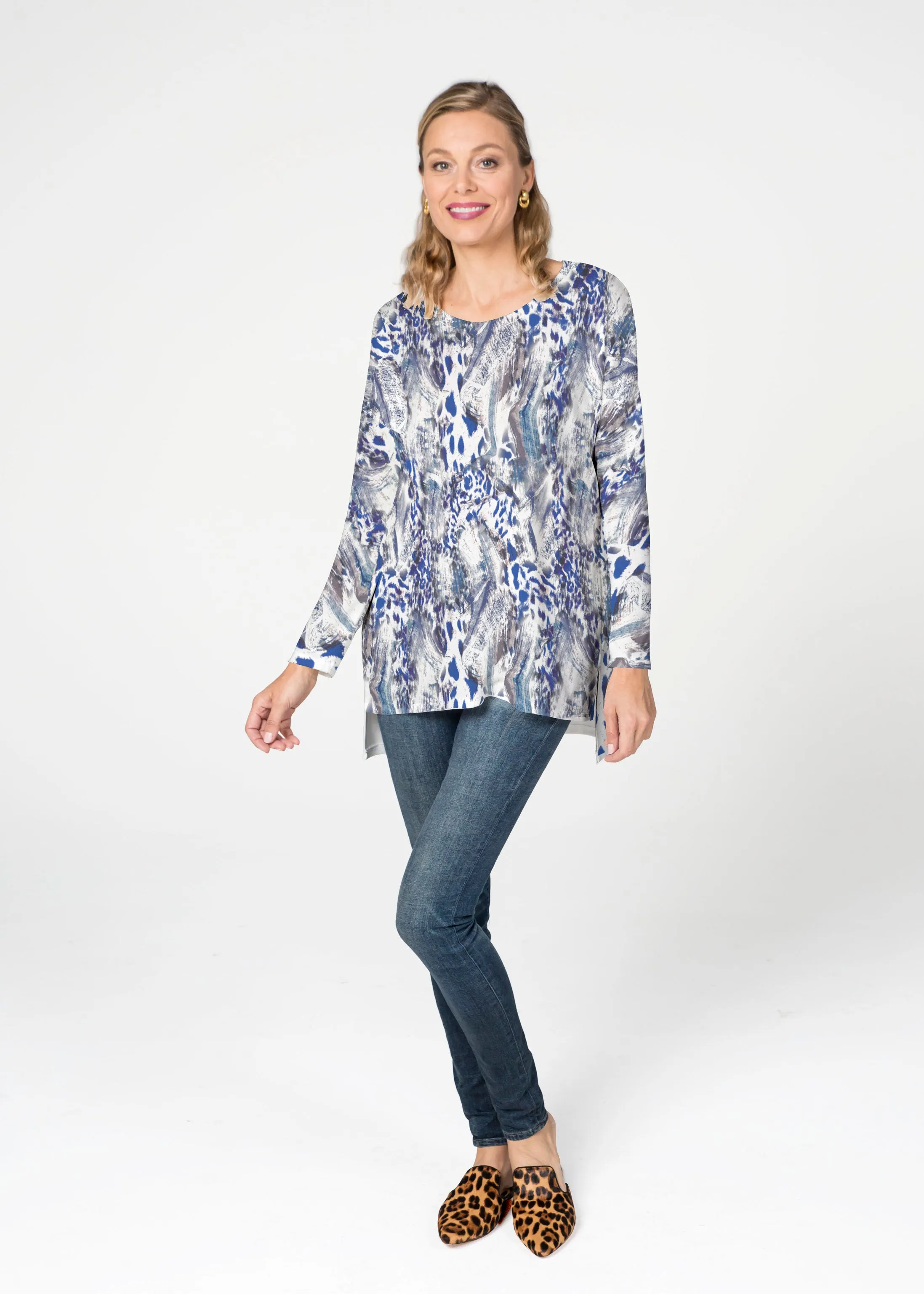 Abstract Leopard (7647) Slouchy Butterknit Top
