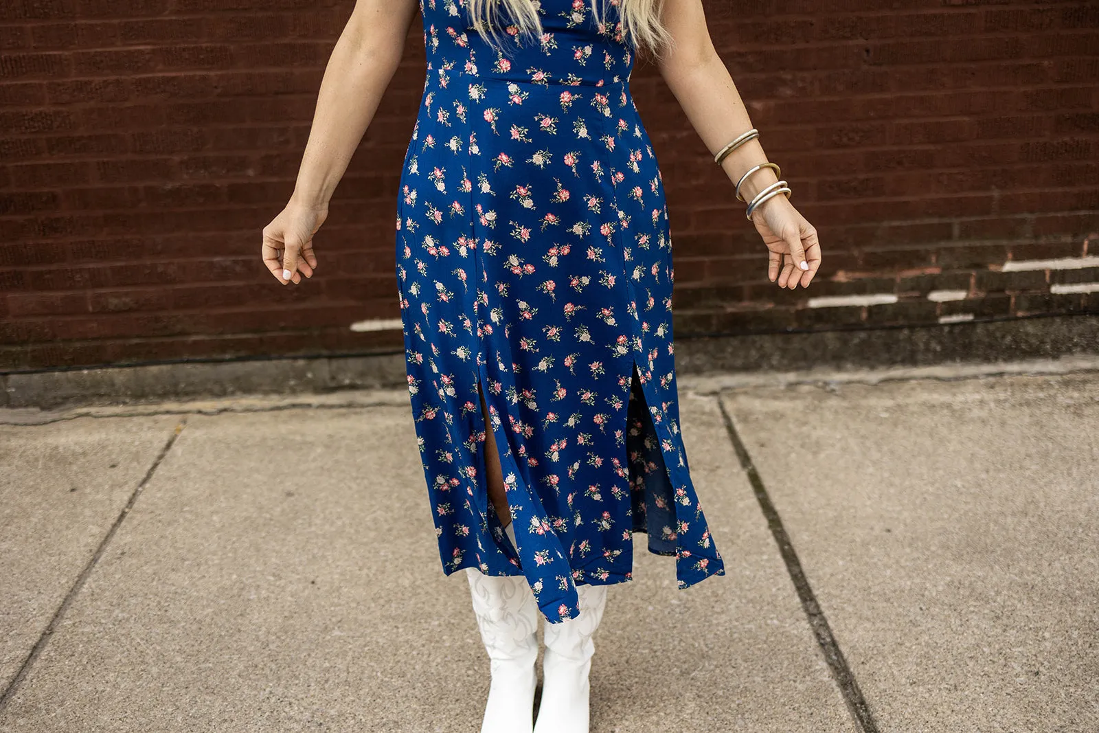 adrienne dress in blue floral