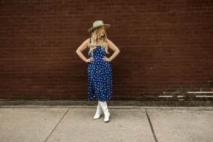 adrienne dress in blue floral