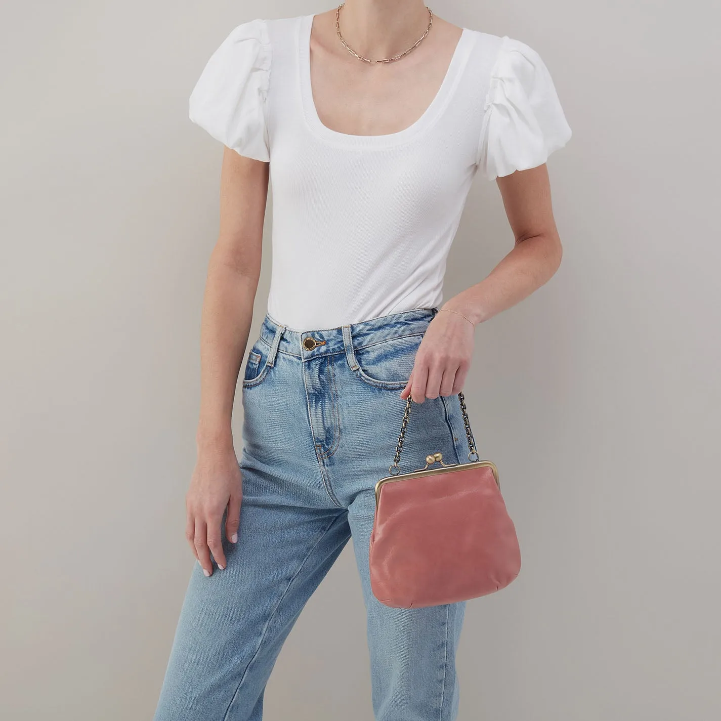 Alba Crossbody In Polished Leather - Rose