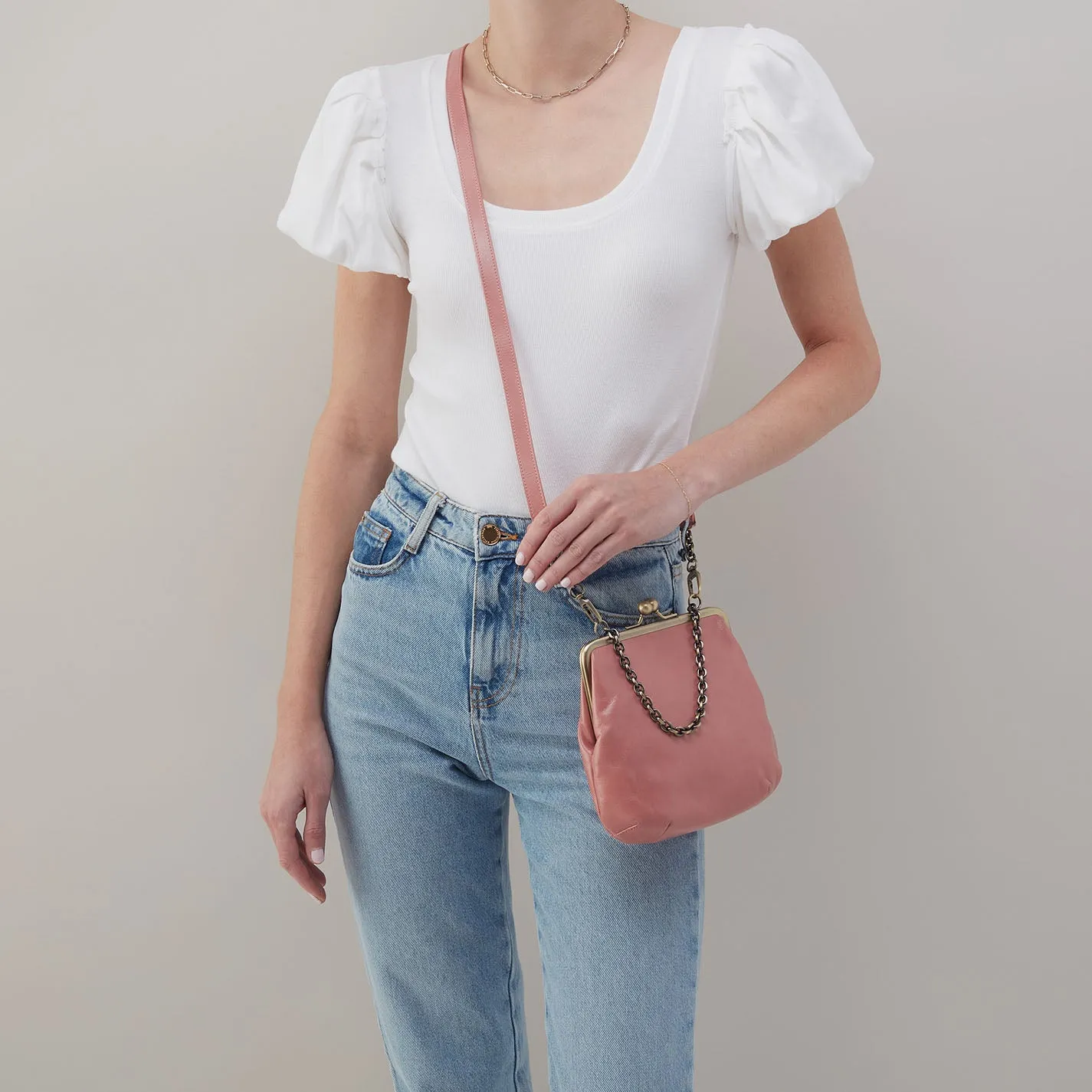 Alba Crossbody In Polished Leather - Rose