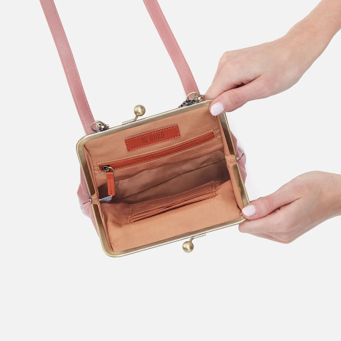 Alba Crossbody In Polished Leather - Rose