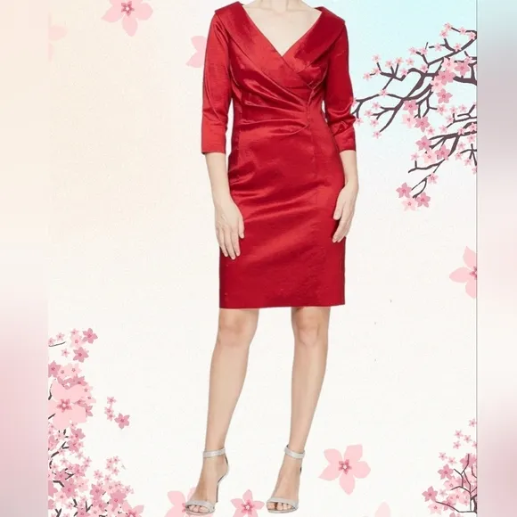 Alex Evenings Women's Alex Ruched Portrait-Collar Sheath Dress SIZE 6P