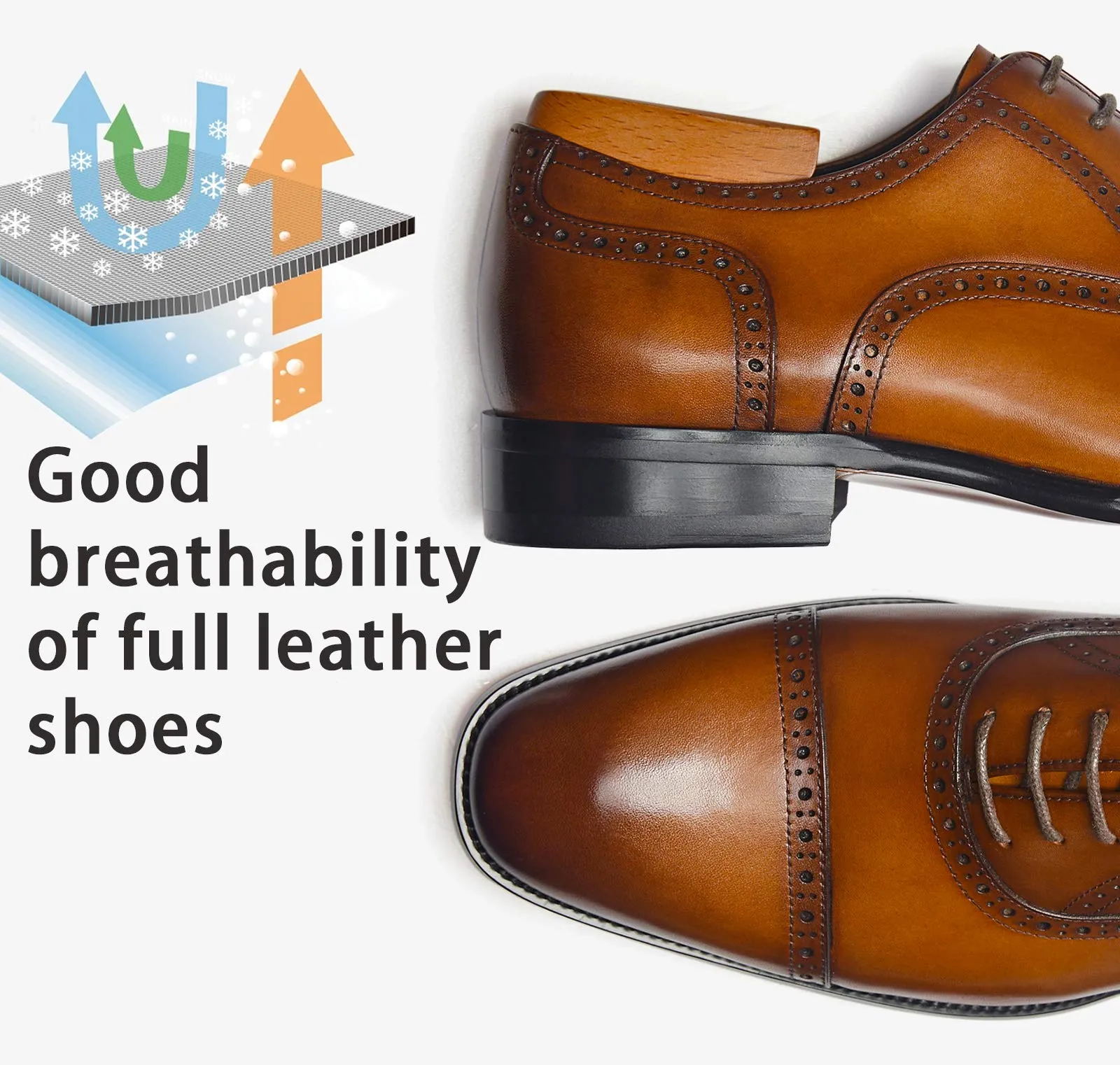 ALIPASINM Mens Oxford Leather Formal Dress Shoes Brown 9