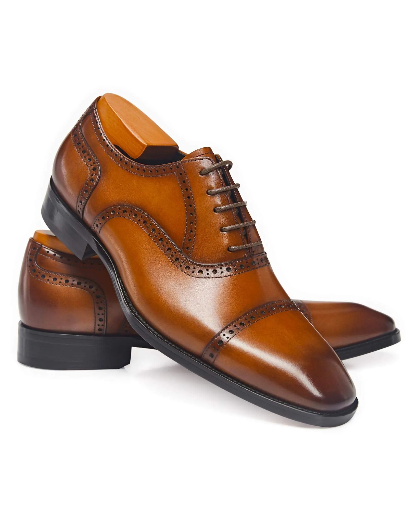 ALIPASINM Mens Oxford Leather Formal Dress Shoes Brown 9